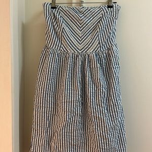 Old Navy Strapless Blue Seersucker Dress